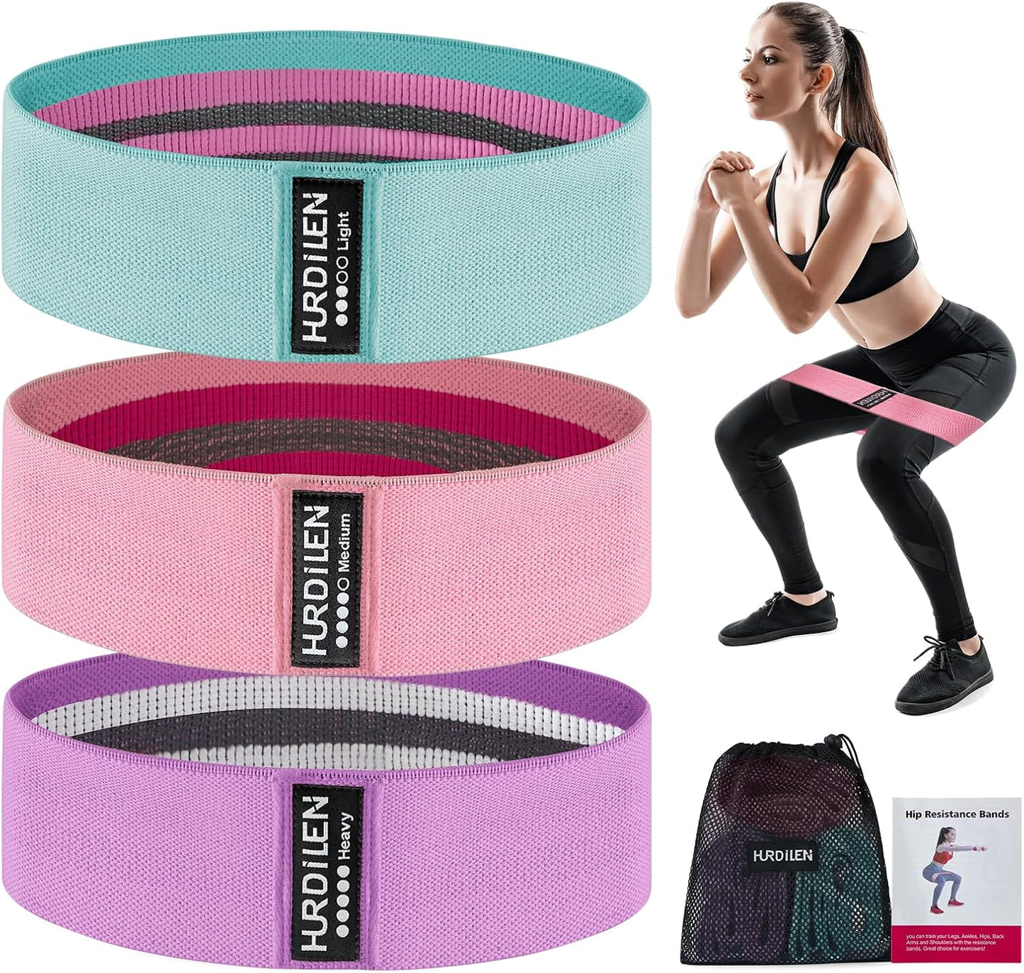 Professional Resistance Bands for Exercise - Versatile Elastic Stretch Bands for Strength Training, Physical Therapy, and Yoga with Carry Bag - Suitable for Men and Women, 3 Resistance Levels