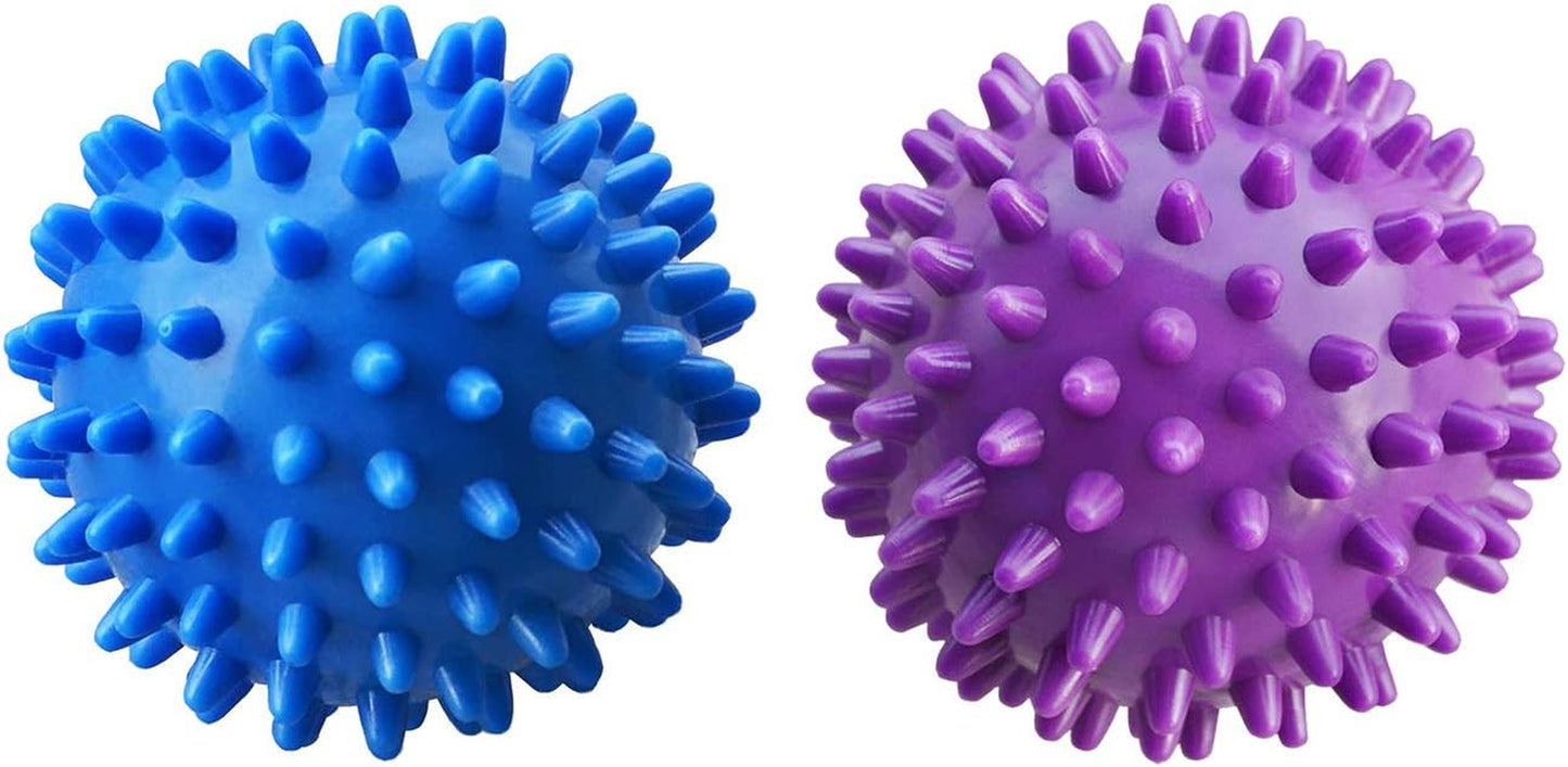 Deep Tissue Massage Balls - Spiky Foot Roller for Plantar Fasciitis and Myofascial Release Therapy, Blue (Set of 2)