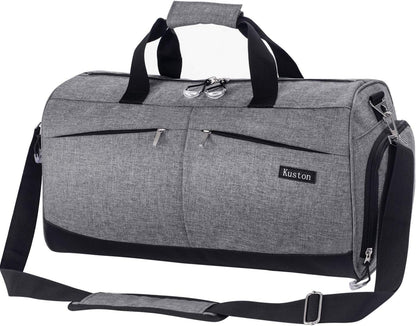 Navy Blue Sports Gym Bag with Shoe Compartment & Wet Pocket - Perfect Duffel for Men & Women!