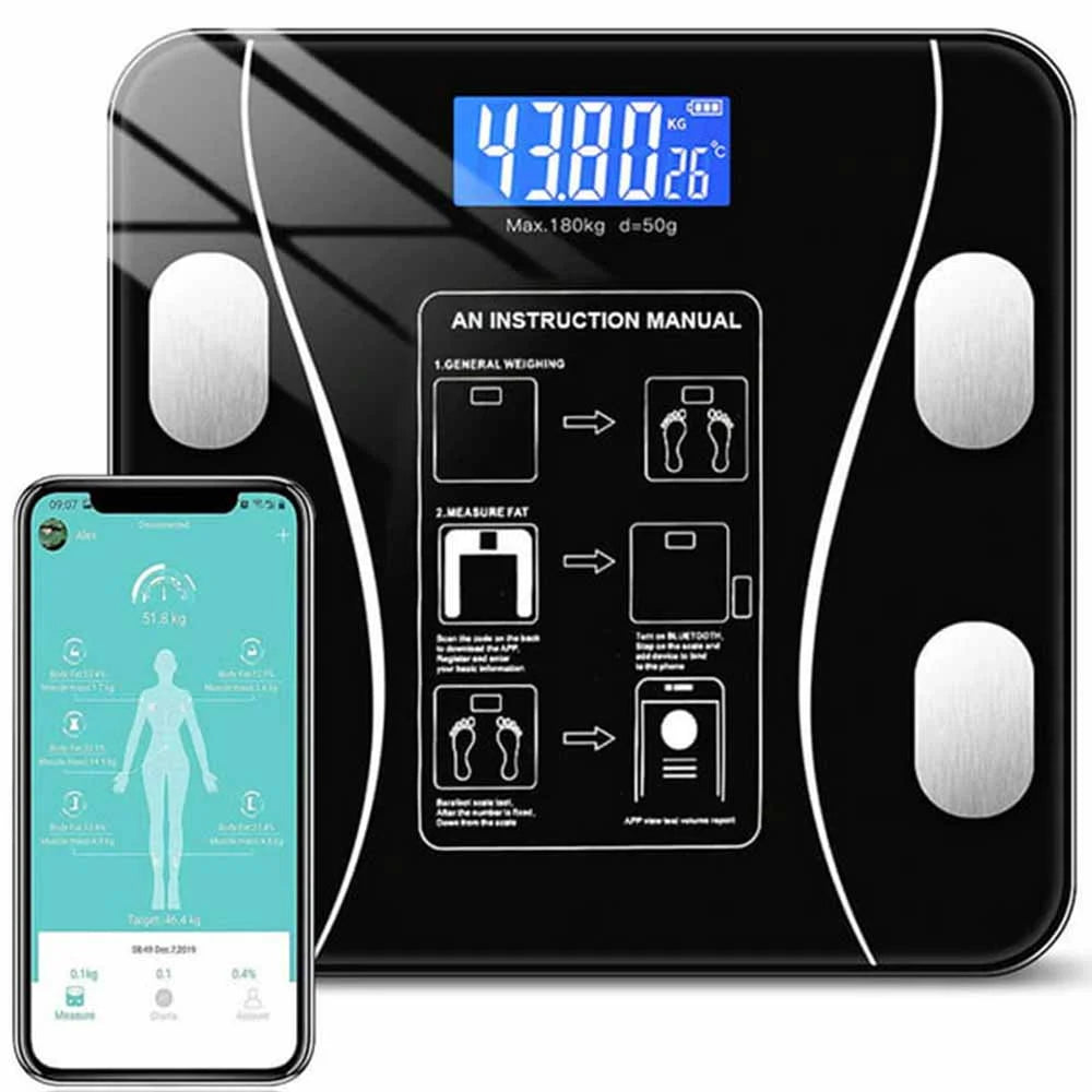 Bluetooth Smart Bathroom Scales for Body Weight Digital Scale Body Fat BMI Scale,Auto Body Composition Analyzer with Smartphone App,Best Fitness Weight Loss Scale Health Monitor-Black