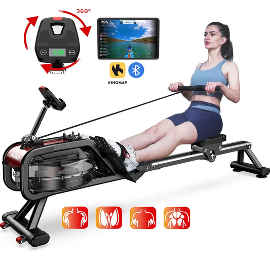 Build-In Bluetooth Water Rowing Machines Rower Foldable Indoor Rower Machines Home Exercise 350Lb