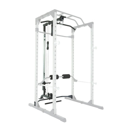 Professional Heavy-Duty Squat Rack Power Cage with J-Hooks and Lat Pulldown Attachment, 800 lb Capacity