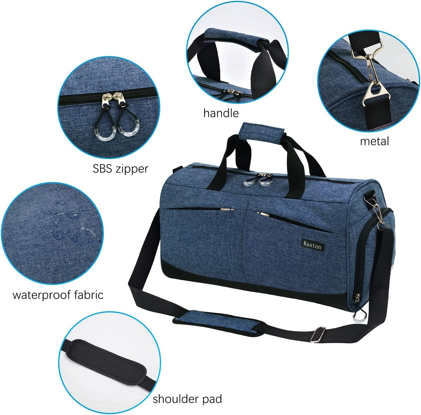 Navy Blue Sports Gym Bag with Shoe Compartment & Wet Pocket - Perfect Duffel for Men & Women!