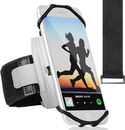 Premium 360° Rotatable Sports Running Armband for All Smartphones: Compatible with iPhone 13 Pro Max, 12, 11, X, XR, 8, Samsung Galaxy S21, S20, S10, S9 Edge, LG, HTC, Pixel; Includes Universal Cellphone Holder and Free Extender Strap