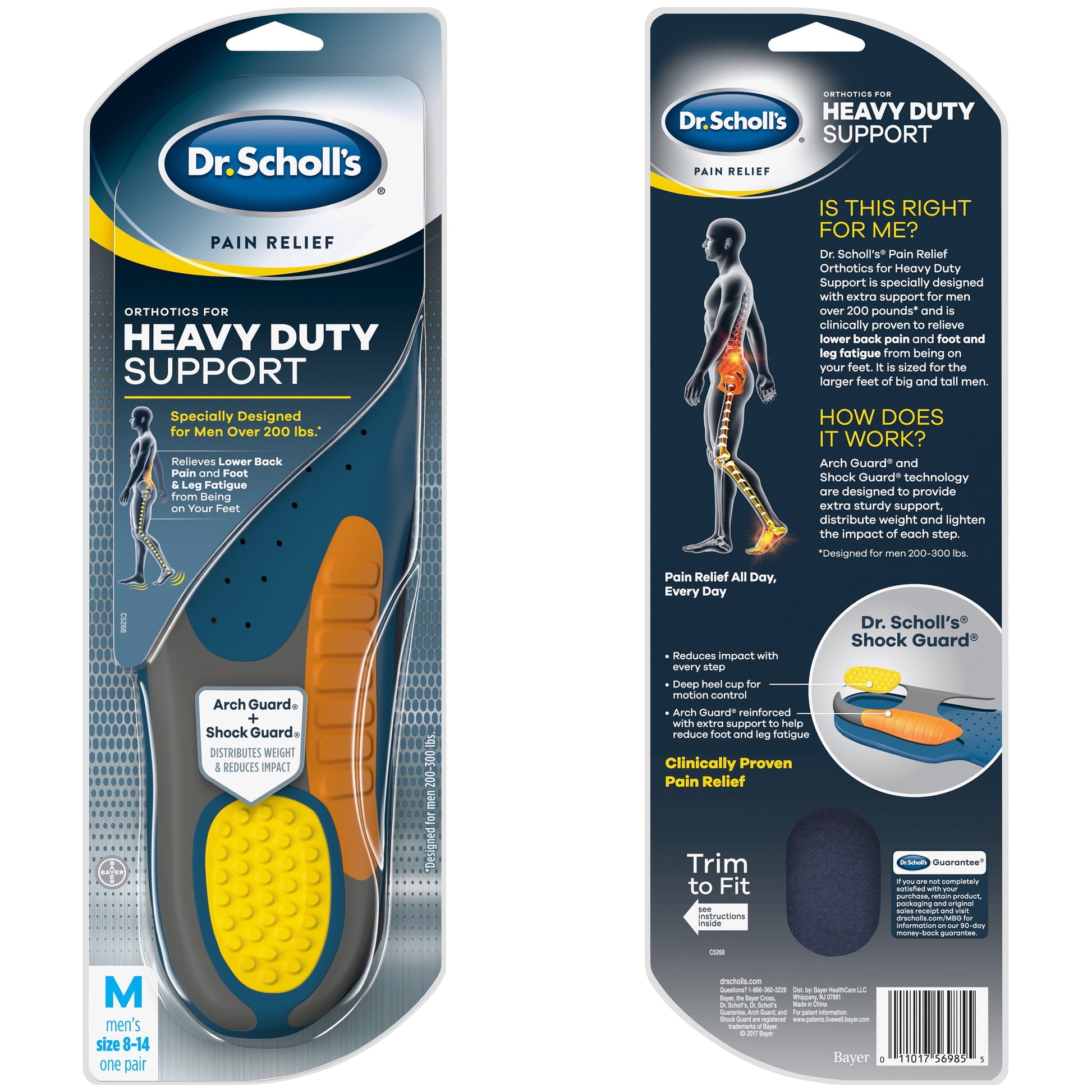 Ultimate Pain Relief Orthotic Insoles for Men - Heavy Duty Support, Sizes 8-14, 1 Pair