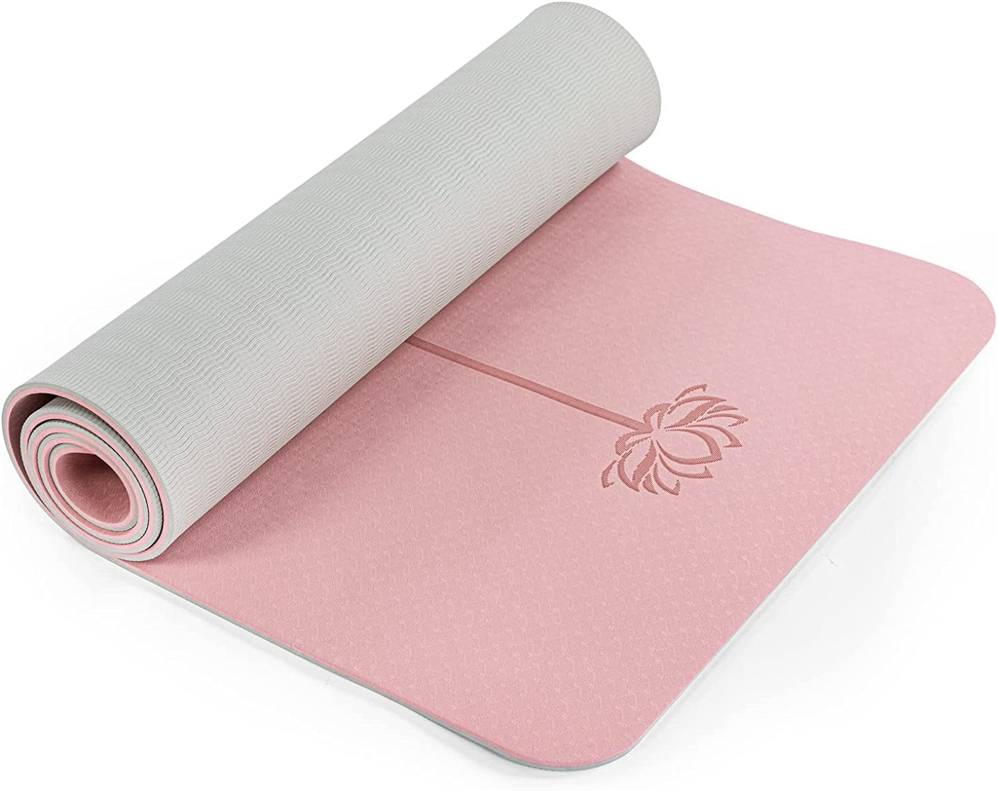 Premium Eco-Friendly Non-Slip Yoga Mat - 1/4" Thick Pilates Fitness Mat for Women with Carrying Sling & Storage Bag - Perfect for Home Workouts!