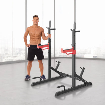 VEVOR Heavy-Duty Adjustable Squat Stand Power Rack with Weight Plate Storage, Supports Up to 600 lbs - Ideal for Home and Gym Fitness Regimens