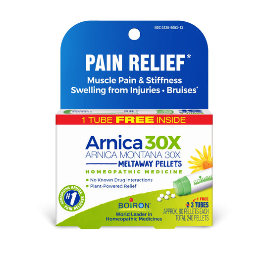 Arnica 30X Bonus Pack Pain Relief, Muscle Pain & Stiffness, Swelling from Injuries, Bruises, 3 X 80 Pellets