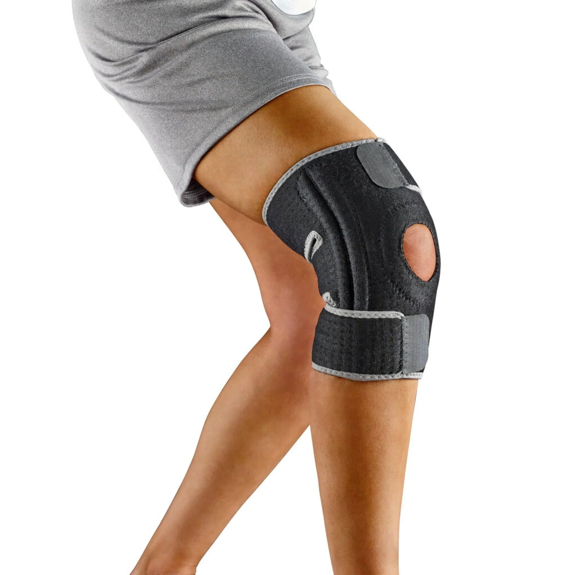 Ultimate Adjustable Knee Support with Side Stabilizers - Black/Gray