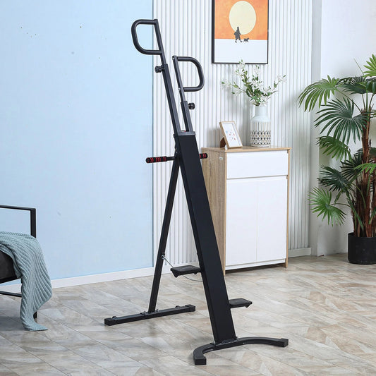 Folding Vertical Climber Exercise Machine, Height Adjustable Climbing Machine, Stair Stepper with LCD Monitor and Transport Wheels for Full Body Workout