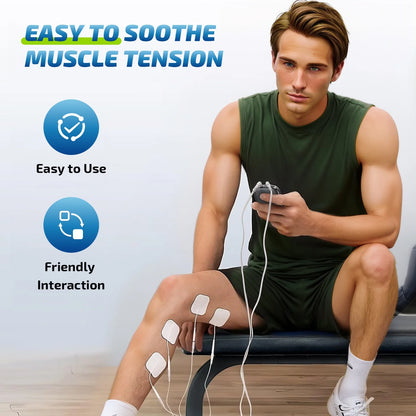 TENS Unit Muscle Stimulator - Rechargeable & Portable Dual Channel EMS Back Massager with 36 Modes & 10 Replacement Pads