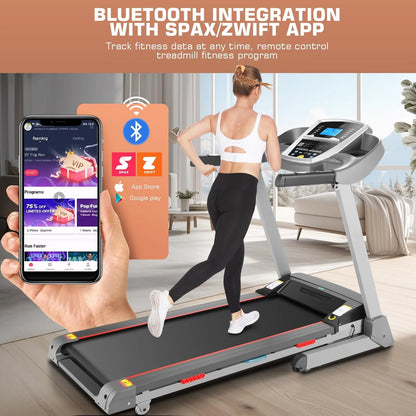 3.0HP Smart Folding Treadmill with App Control, 13-Level Automatic Incline, 300 lbs Weight Capacity, Shock Absorption System, and Maximum Speed of 9 MPH for Home and Office Use