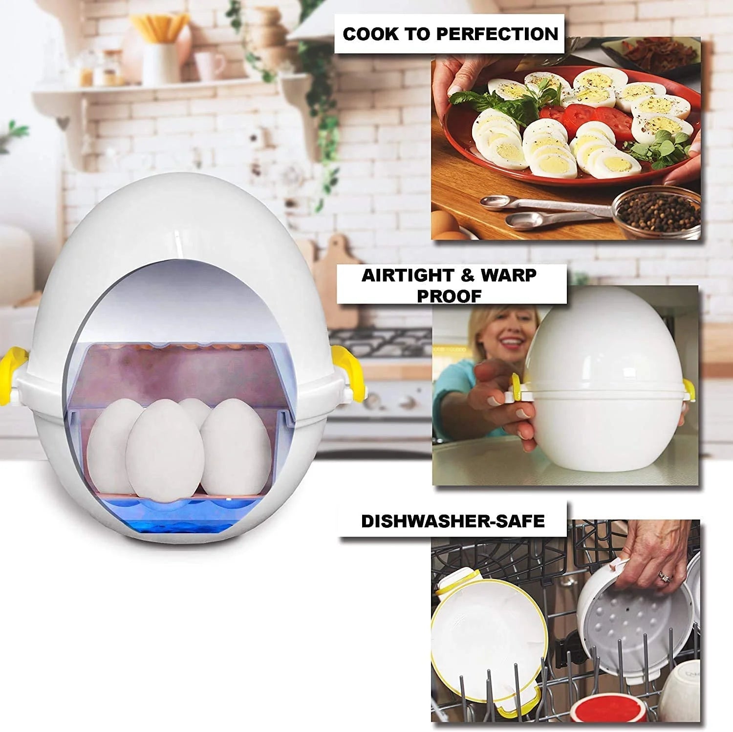 Microwave Hard Boiled Egg Cooker and Steamer for Up to 4 Eggs and Vegetables