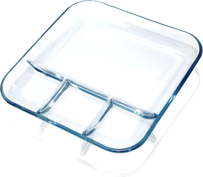 10-Inch Round Glass Divided Portion Control Plate with 3 Compartments for Weight Management - Ideal for Bariatric Diets, 1 Piece