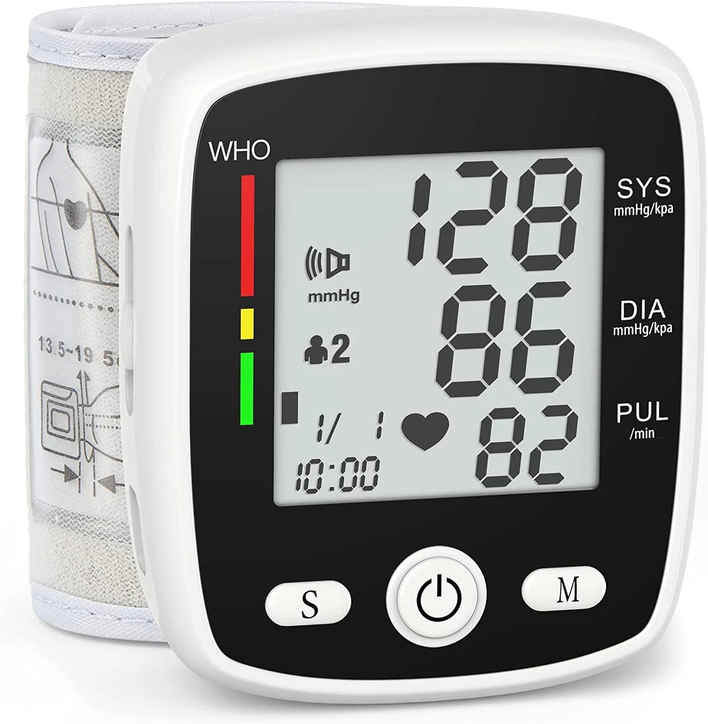 Digital Wrist Blood Pressure Monitor for Home Use - Adjustable Cuff, Dual User Mode, Voice Feature