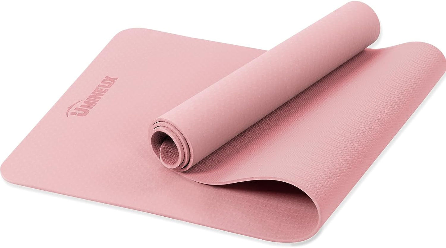 Premium Eco-Friendly Non-Slip Yoga Mat - 1/4" Thick Pilates Fitness Mat for Women with Carrying Sling & Storage Bag - Perfect for Home Workouts!