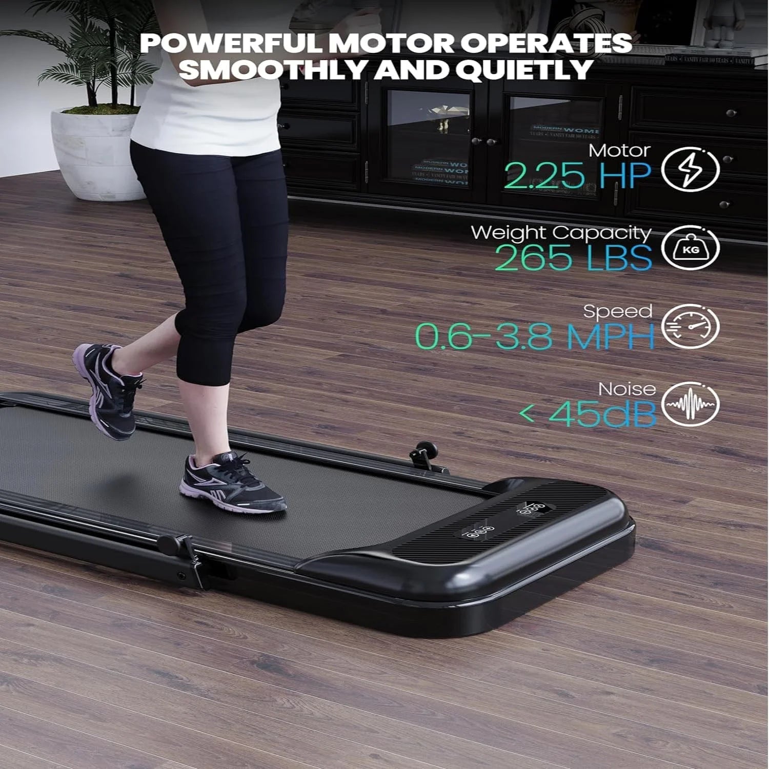 Danolaps 2-in-1 Portable Treadmill Walking Pad for Home Office - Real-Time Workout Data & Sturdy Phone Stand