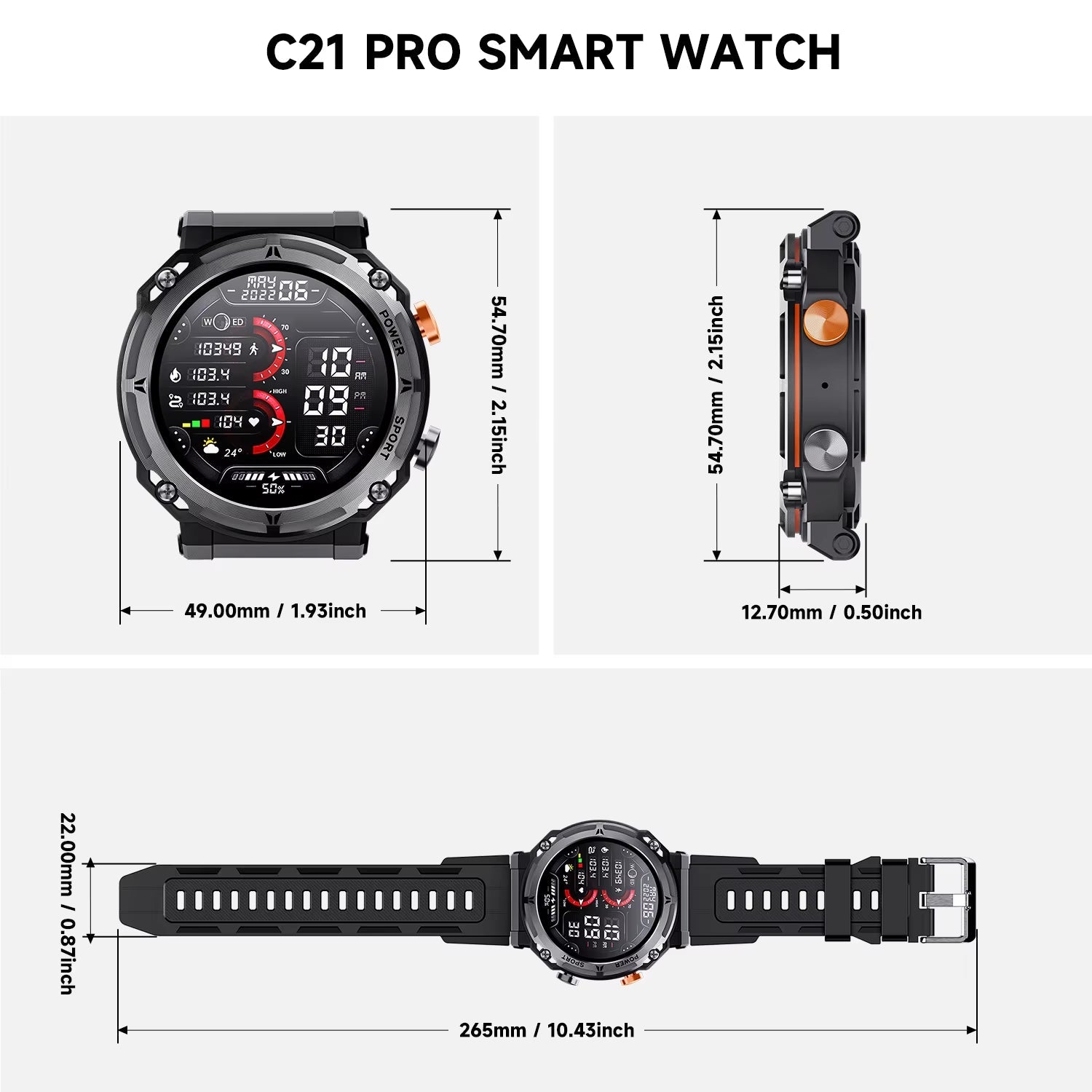 1.39" Smart Watch Fitness Tracker with Sleep Monitoring, 1ATM Water Resistance, Extended Battery Life, Compatible with iPhone and Android