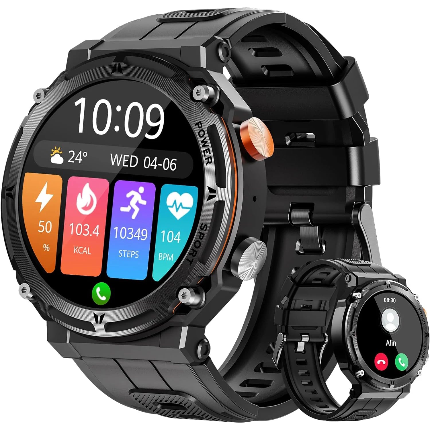 Smart Watch 1.39" Fitness Trackers with Sleep Monitor,1Atm Deep Waterproof,Long Battery Life,For Iphone and Android